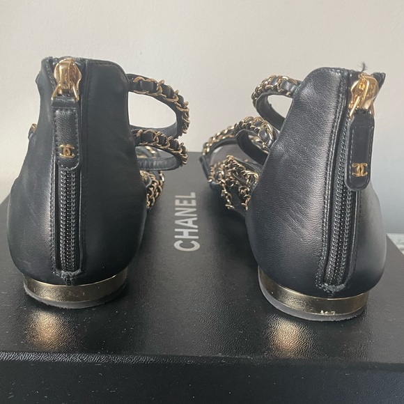 Chanel Chain Sandals SZ 38.5 w/box - Picture 4 of 5